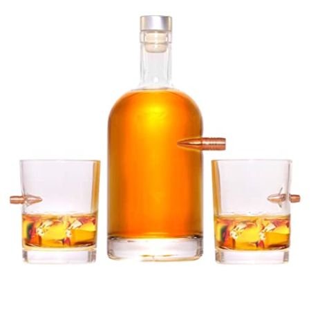 LUCKY SHOT Bullet Decanter Glass Bottle 50 CAL 2 zubehoer-schiessen-waffen